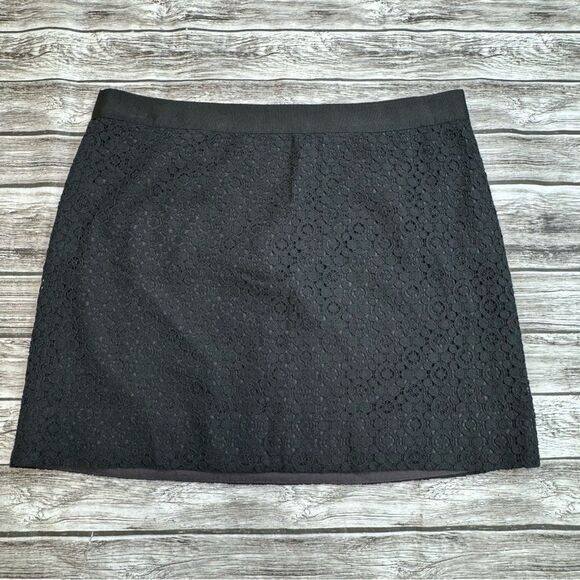J. Crew Factory Women's Black Lace Overlay Short Mini Pencil Skirt 6 Side Zipper - Picture 1 of 11